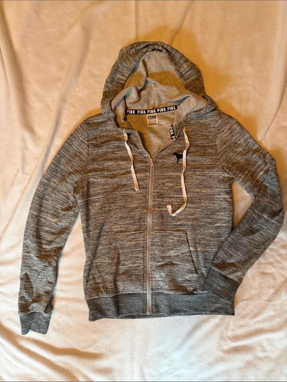 PINK Victoria's Secret Gray Marled Zip-Up Hoodie